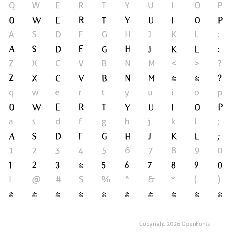 Character Map of FONTSPRING DEMO - Naive Sans Shake Black Regular