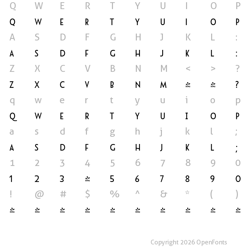 Character Map of FONTSPRING DEMO - Namaste Sans Pro Black Regular