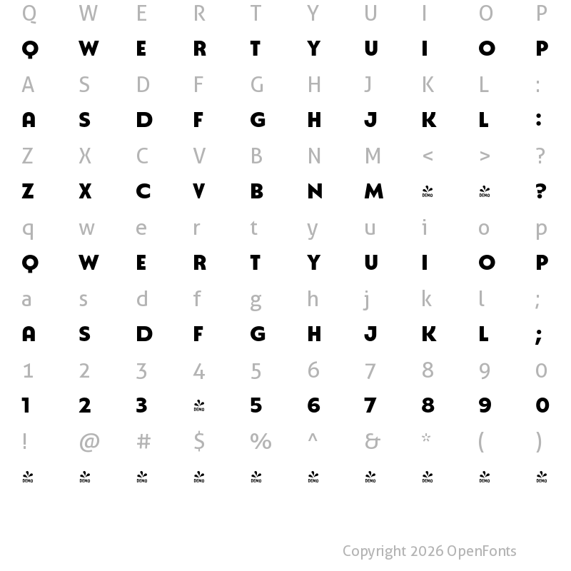 Character Map of FONTSPRING DEMO - Natom Pro Title Bold