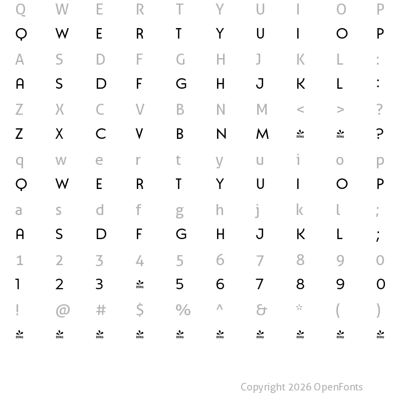 Character Map of FONTSPRING DEMO - Natom Pro Title Regular