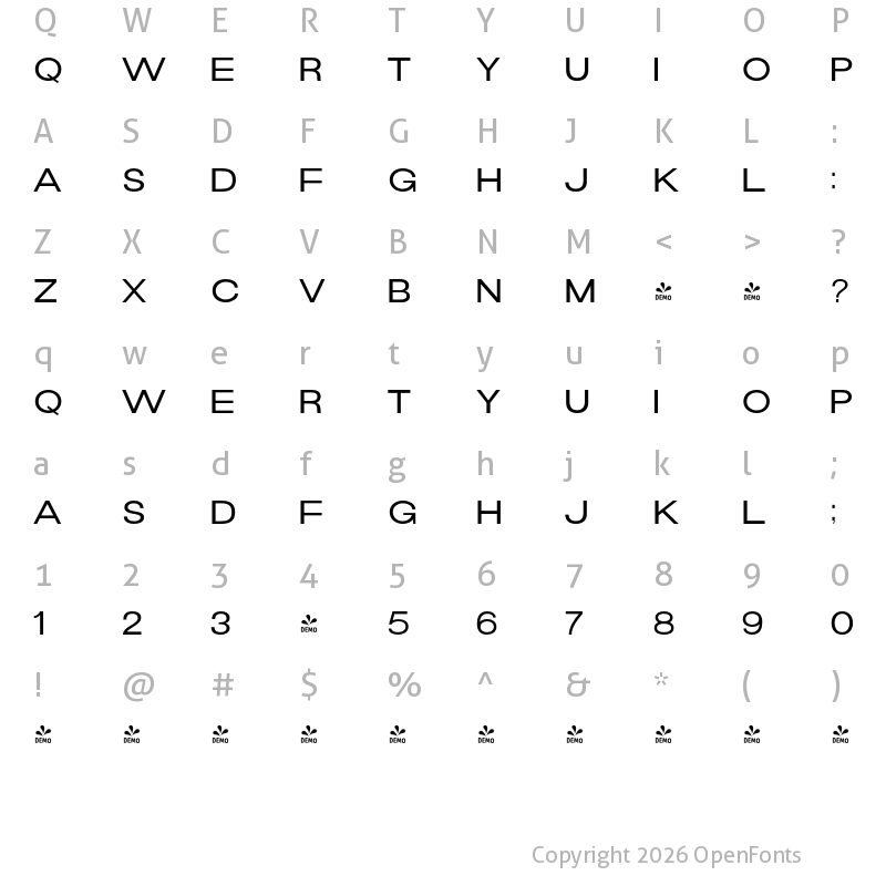 Character Map of FONTSPRING DEMO - Navill Regular