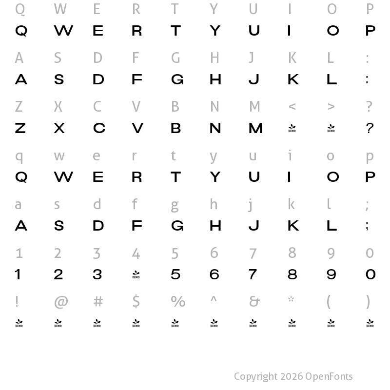 Character Map of FONTSPRING DEMO - Navilled Regular