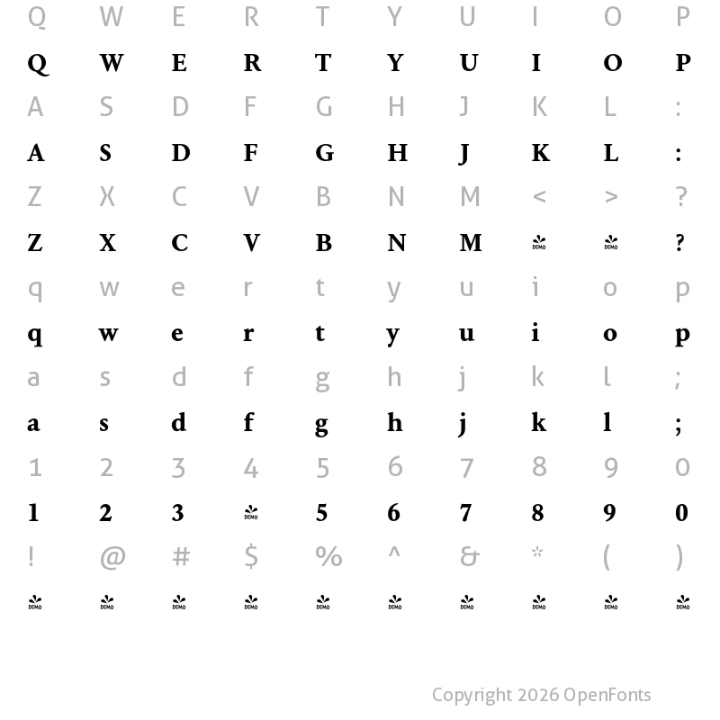 Character Map of FONTSPRING DEMO - NCT Granite Bold Regular