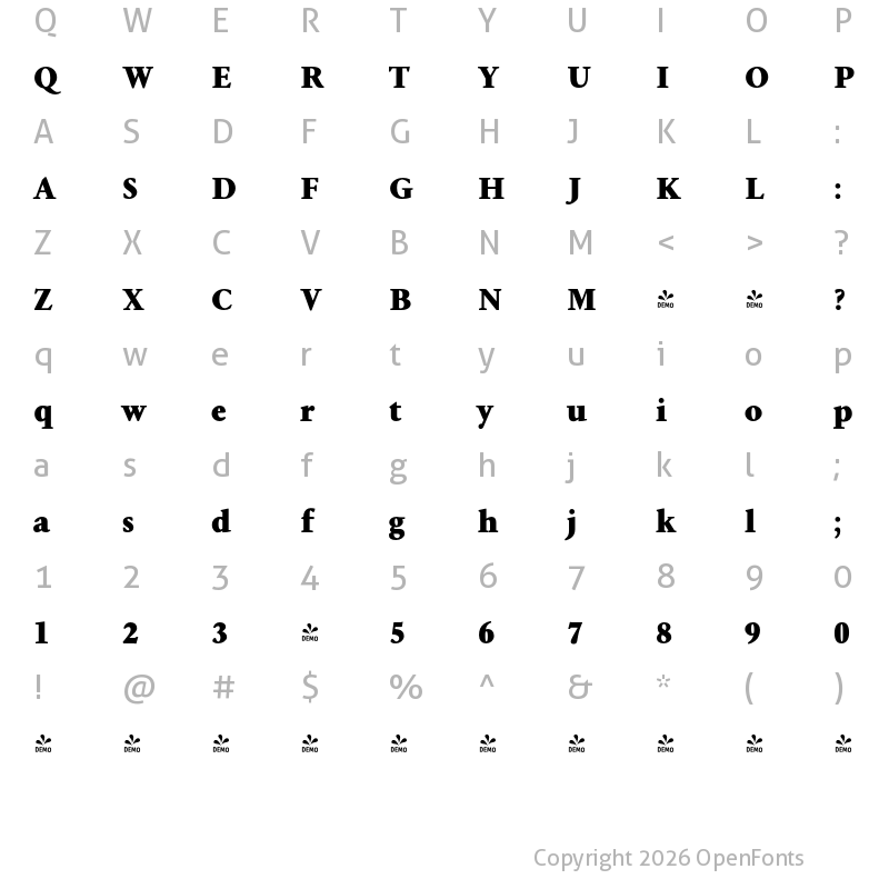 Character Map of FONTSPRING DEMO - NCT Granite ExtraBold Regular