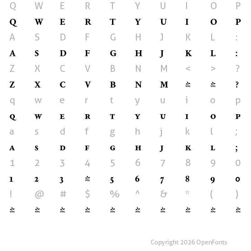 Character Map of FONTSPRING DEMO - NCT Granite SC Bold SC Regular