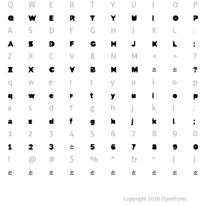 Character Map of FONTSPRING DEMO - Neo Grotesk Display Bold