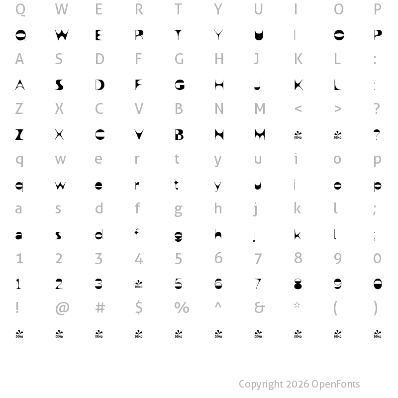 Character Map of FONTSPRING DEMO - Neo Grotesk Display Thin Regular