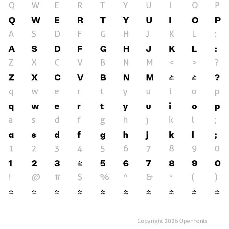 Character Map of FONTSPRING DEMO - Neogrotesk Ess Alt Black Regular