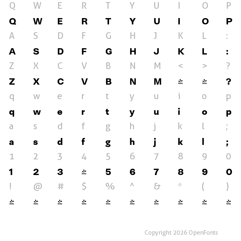 Character Map of FONTSPRING DEMO - Neogrotesk Pro Black Regular