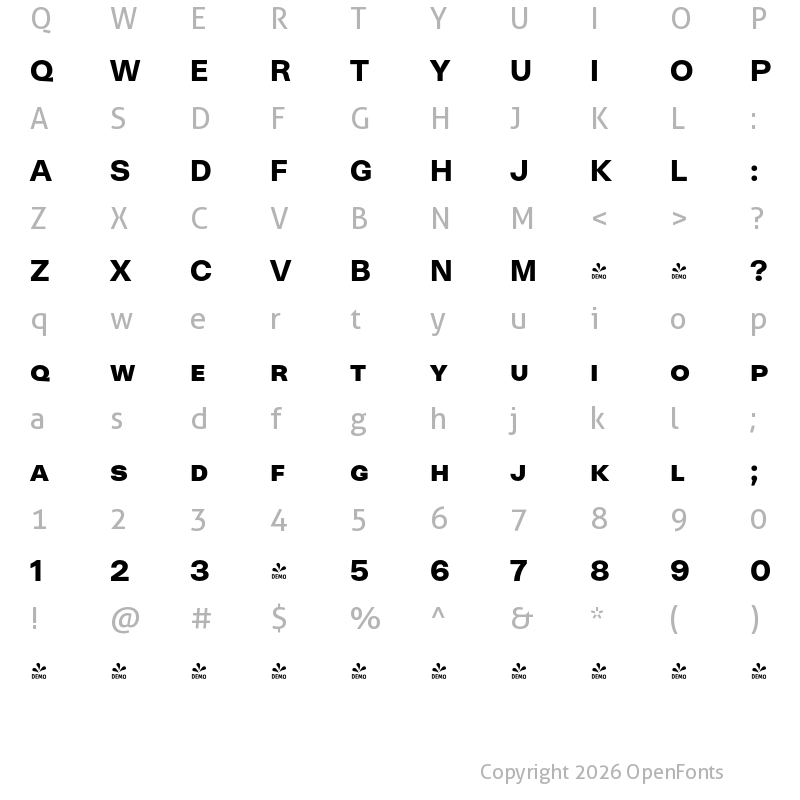 Character Map of FONTSPRING DEMO - Neogrotesk SC Black Regular