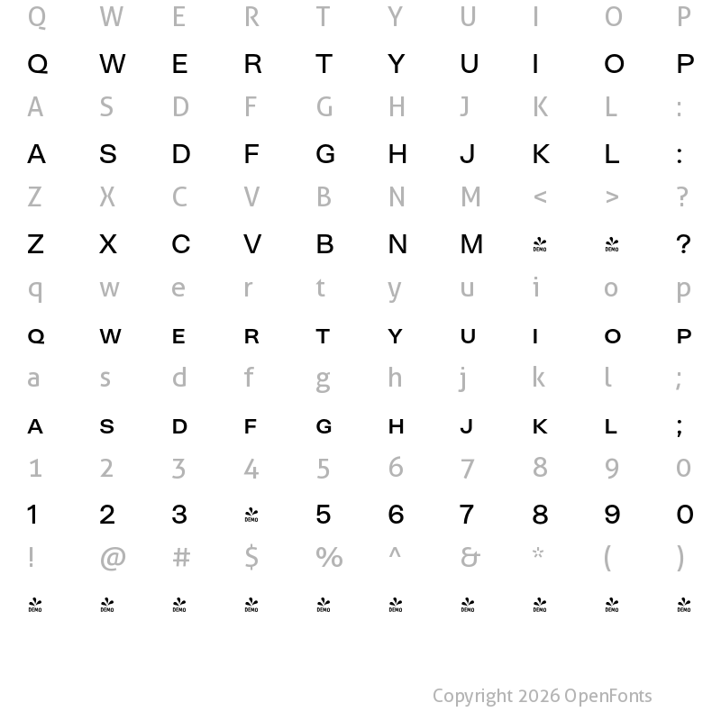 Character Map of FONTSPRING DEMO - Neogrotesk SC Regular