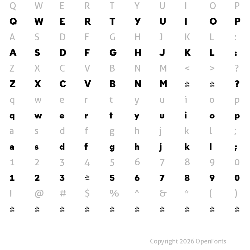 Character Map of FONTSPRING DEMO - Neology Deco Extra Bold Regular