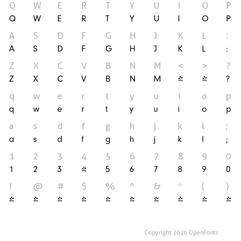 Character Map of FONTSPRING DEMO - NeuzeitGro Regular