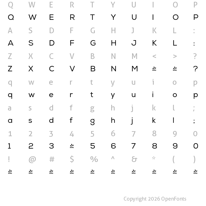 Character Map of FONTSPRING DEMO - Nexa Regular