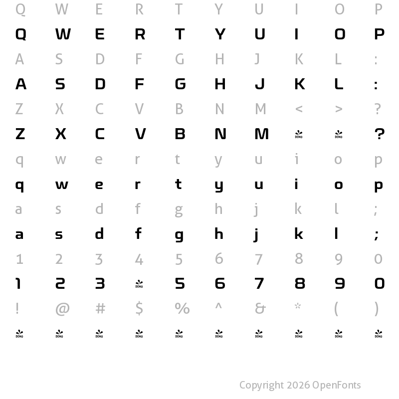 Character Map of FONTSPRING DEMO - Nicomedia SemBd Regular