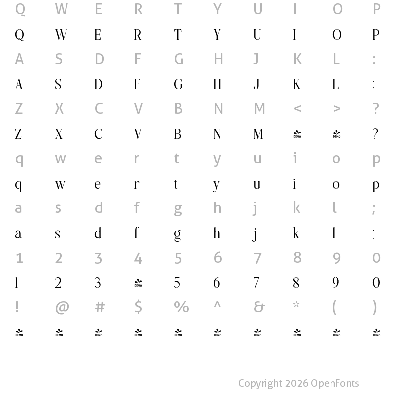 Character Map of FONTSPRING DEMO - Nillota DemiBold Regular