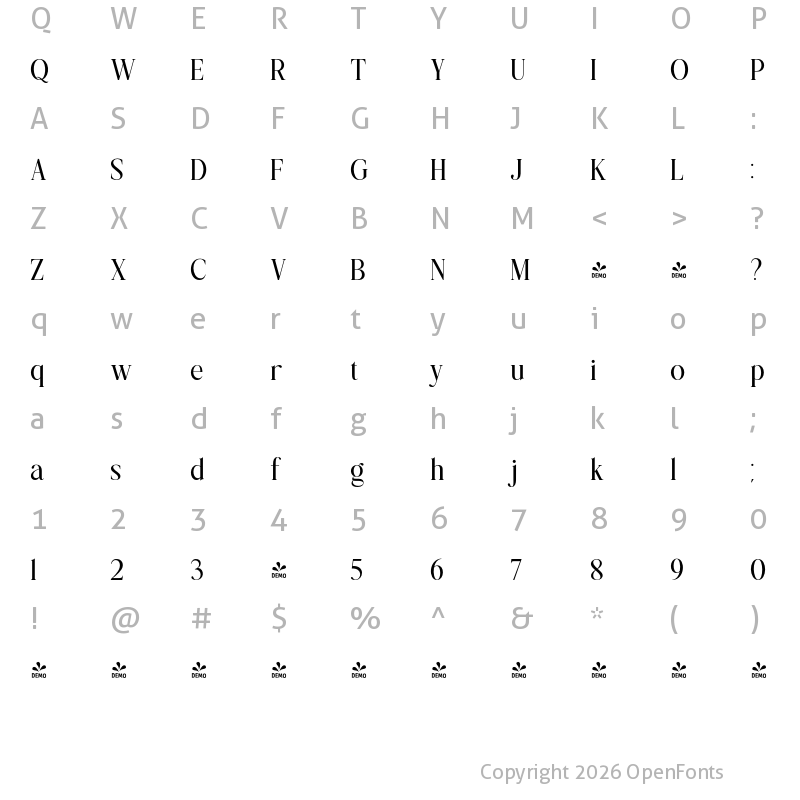 Character Map of FONTSPRING DEMO - Nillota SemiBold Regular