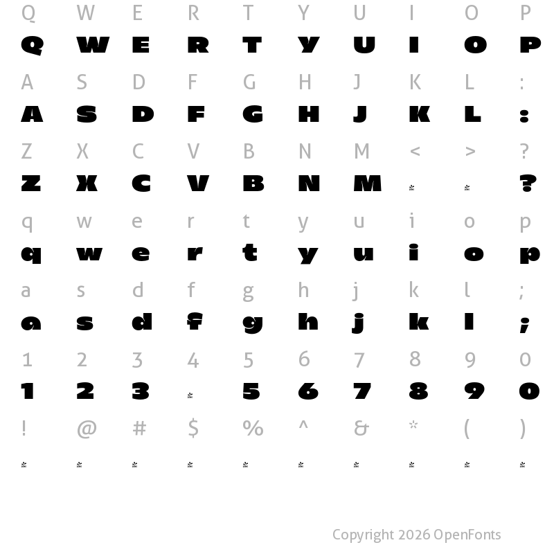 Character Map of FONTSPRING DEMO - Nova Klasse ExtBd Regular