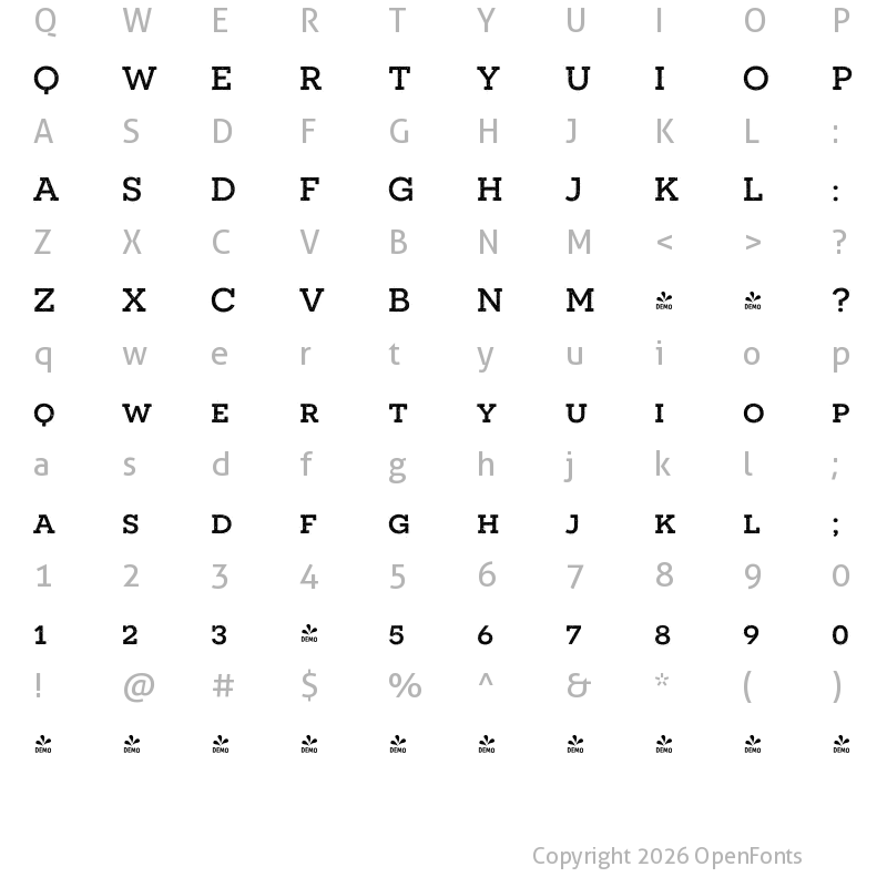 Character Map of FONTSPRING DEMO - Novecento SR Wide Medium Regular