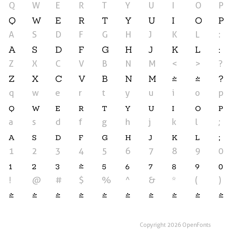 Character Map of FONTSPRING DEMO - Novecento SR Wide Normal Regular