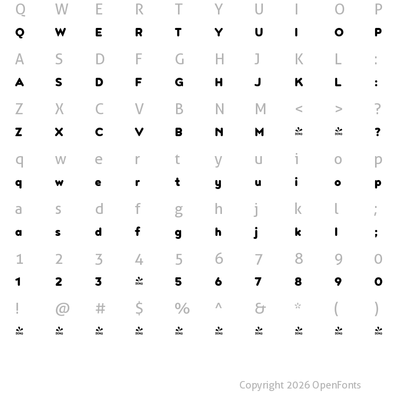 Character Map of FONTSPRING DEMO - Noyh R Black Bold