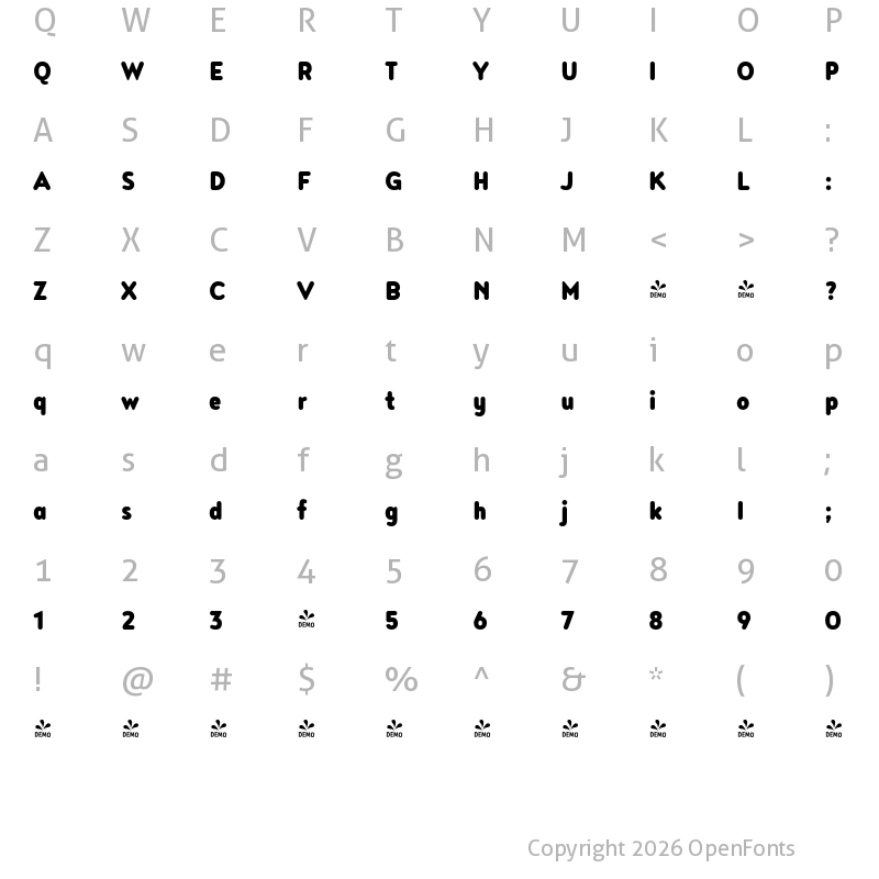 Character Map of FONTSPRING DEMO - Noyh Slim R Black Regular