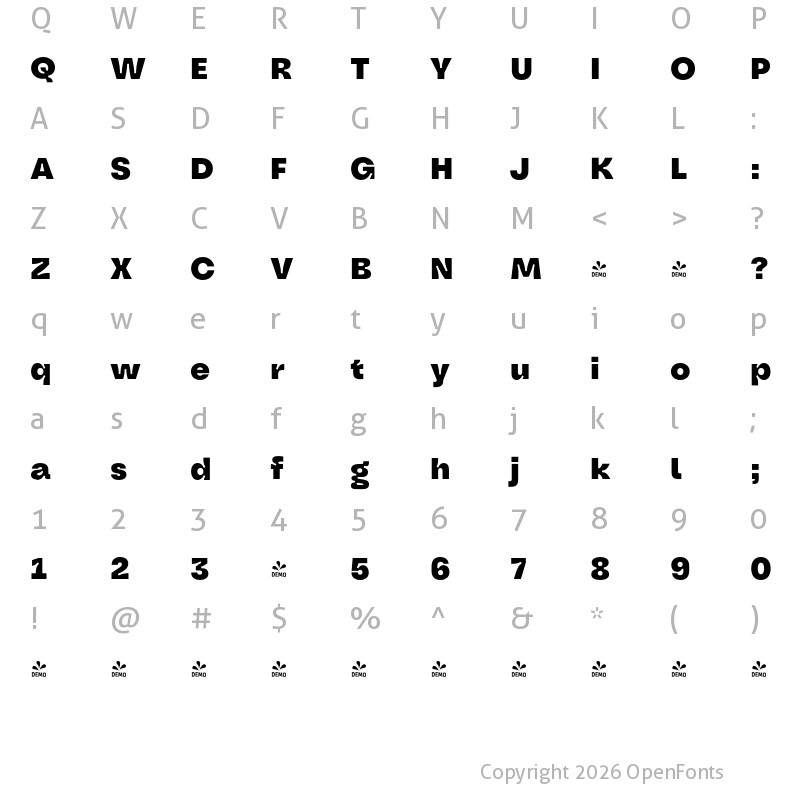 Character Map of FONTSPRING DEMO - Oddval A- Bold