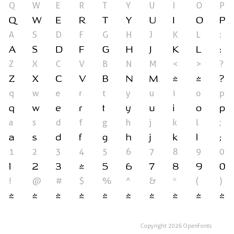 Character Map of FONTSPRING DEMO - Ohitashi Rg Regular