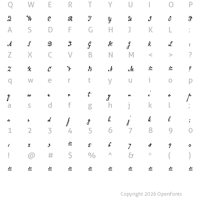 Character Map of FONTSPRING DEMO - Old Man Eloquent Regular