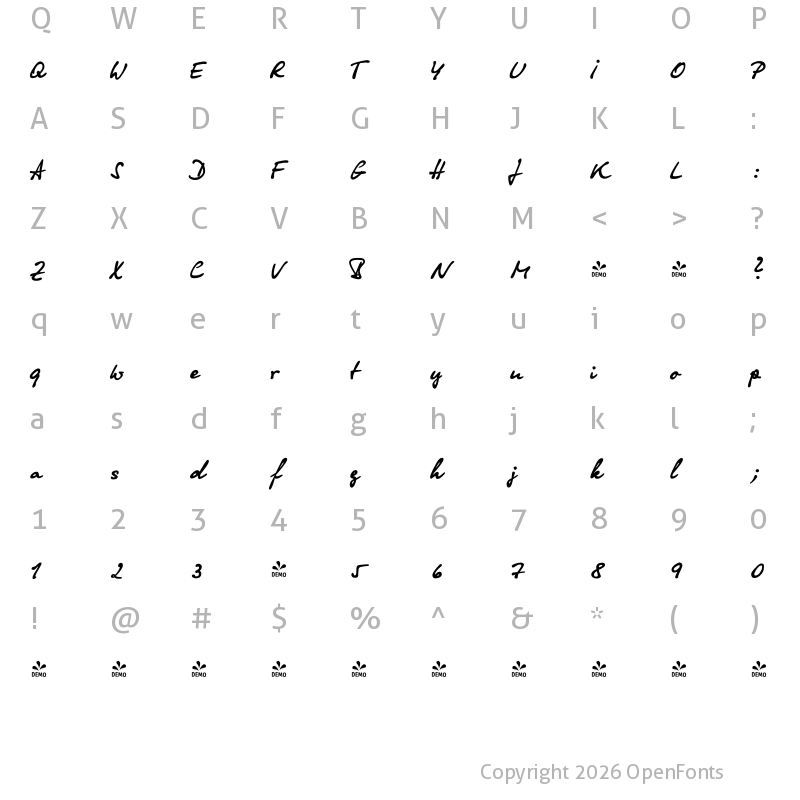Character Map of FONTSPRING DEMO - Olga Regular