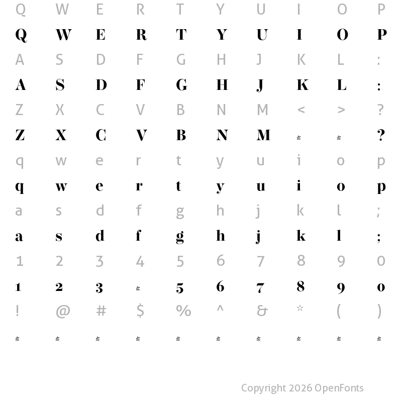 Character Map of FONTSPRING DEMO - Operetta 12 Bold Regular