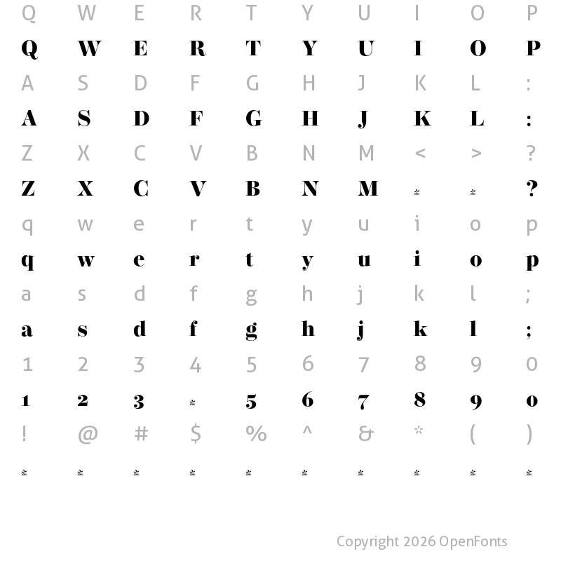 Character Map of FONTSPRING DEMO - Operetta 12 Ultra Bold Regular