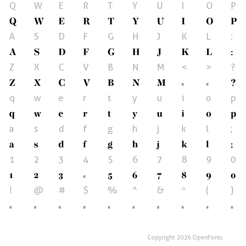 Character Map of FONTSPRING DEMO - Operetta 8 Bold Regular