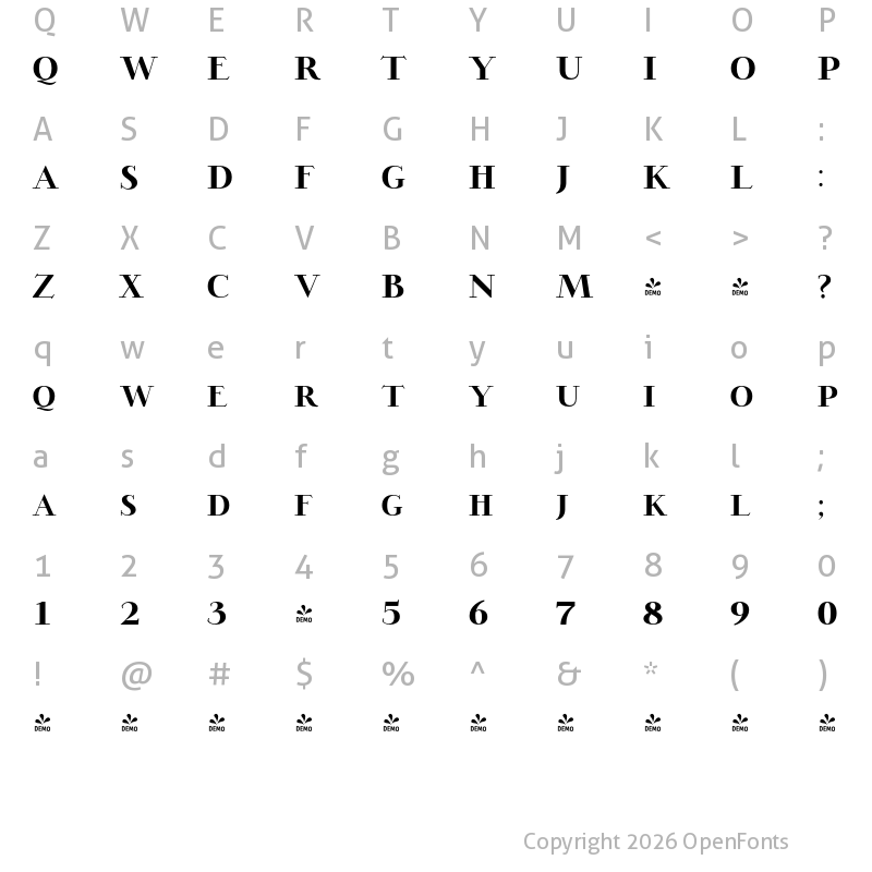 Character Map of FONTSPRING DEMO - Opheline Bold