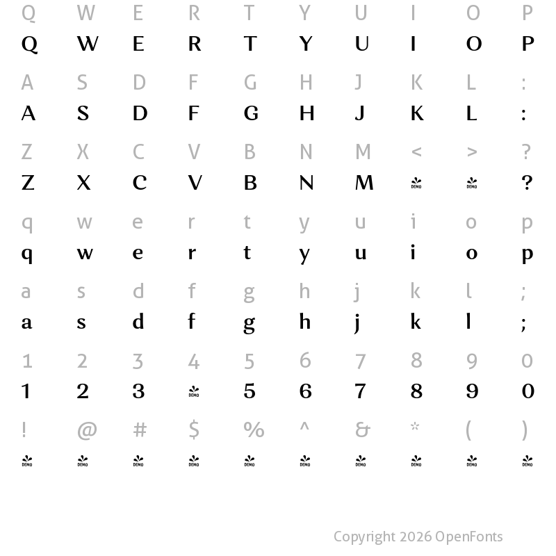 Character Map of FONTSPRING DEMO - Orchidea Pro SmBd Regular