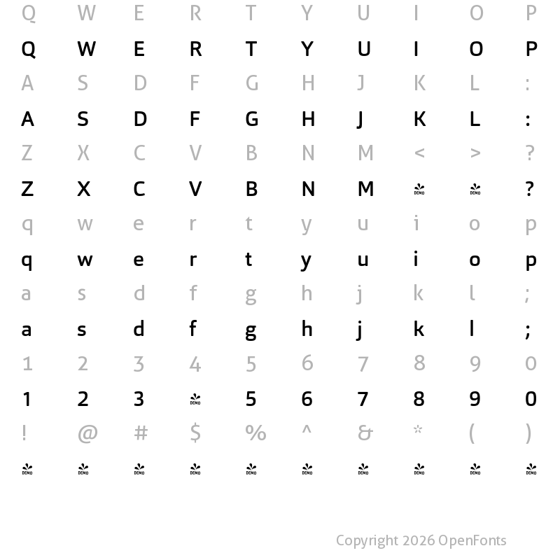 Character Map of FONTSPRING DEMO - Orgon Medium Regular