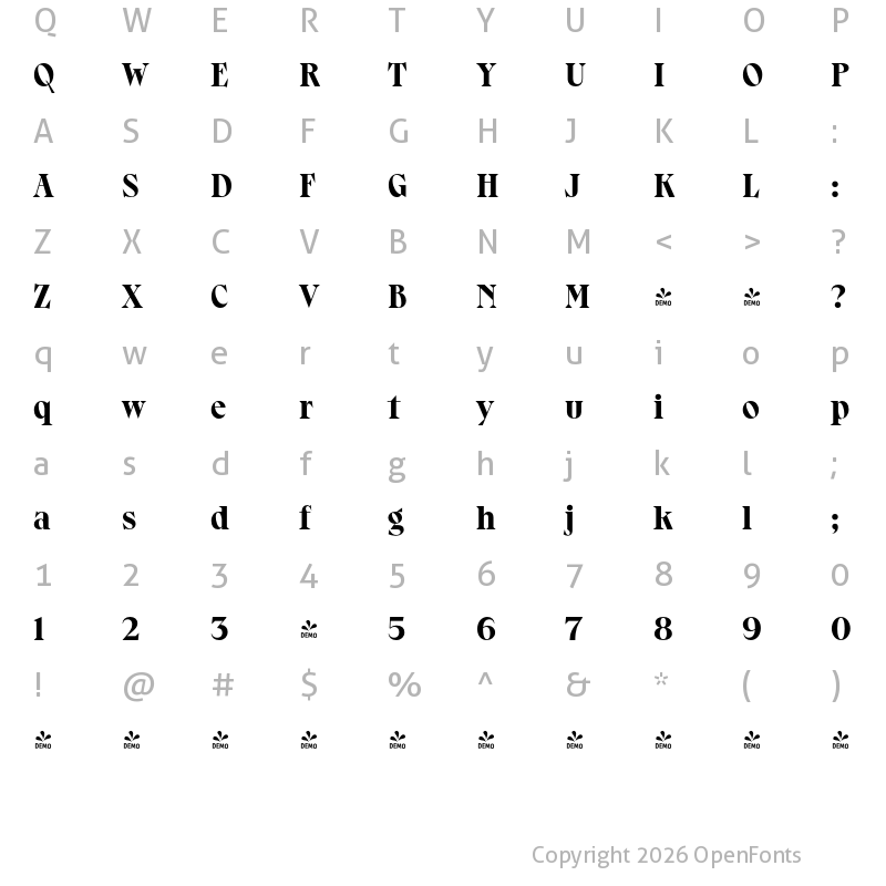 Character Map of FONTSPRING DEMO - Osbourne 02 Black Regular