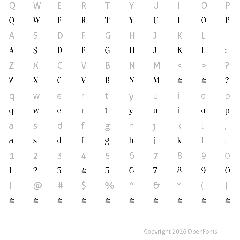 Character Map of FONTSPRING DEMO - Osbourne Pro Medium Regular
