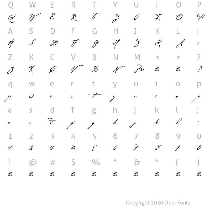 Character Map of FONTSPRING DEMO - P22 Cezanne Pro Regular