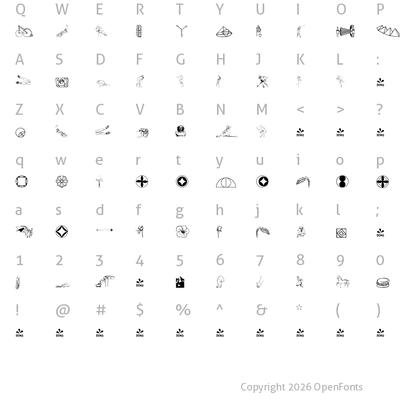 Character Map of FONTSPRING DEMO - P22 Da Vinci Extras Regular
