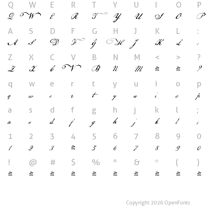 Character Map of FONTSPRING DEMO - P22 Declaration Alternate Regular
