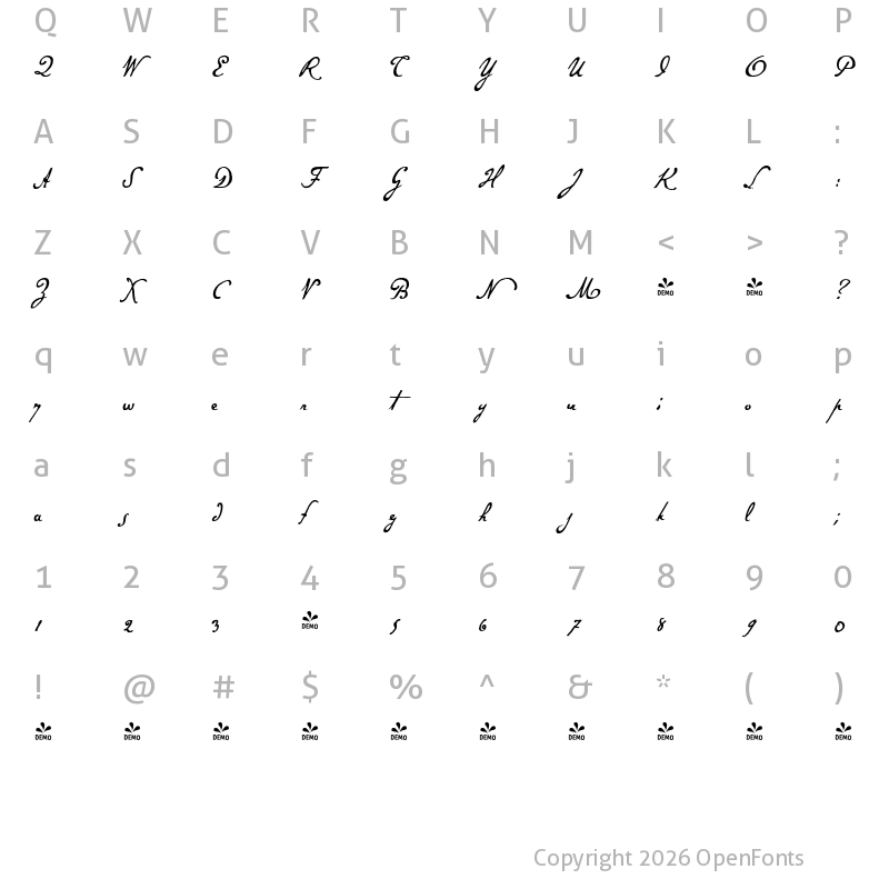 Character Map of FONTSPRING DEMO - P22 Gauguin Brush Regular
