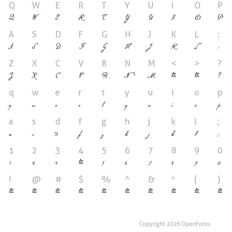 Character Map of FONTSPRING DEMO - P22 Gauguin Regular