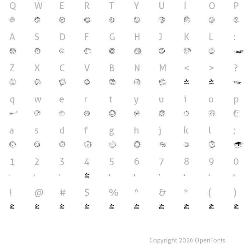 Character Map of FONTSPRING DEMO - P22 Marcel Euro Post One Regular