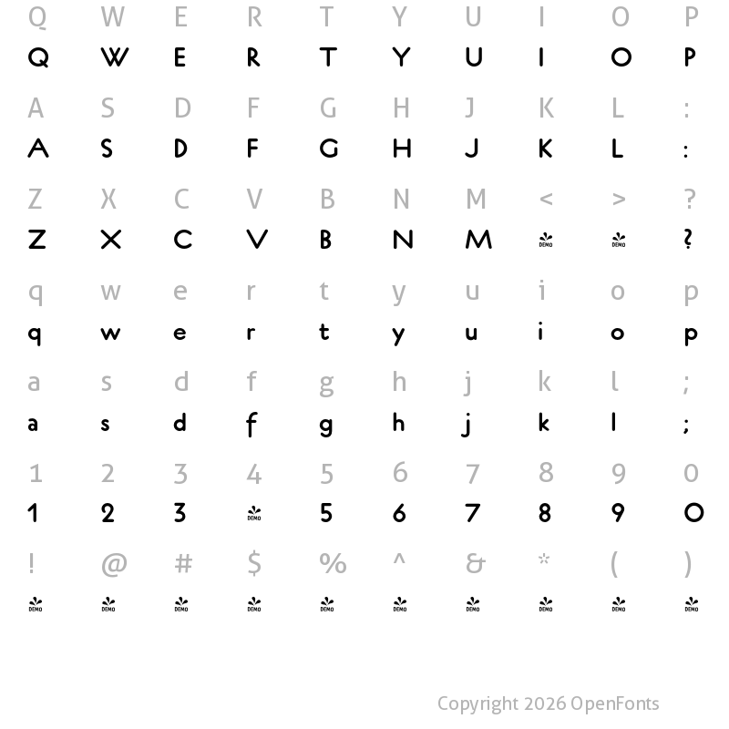 Character Map of FONTSPRING DEMO - P22 Platten Neu Pro Demi Regular