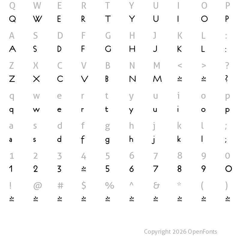 Character Map of FONTSPRING DEMO - P22 Platten Neu Pro Regular