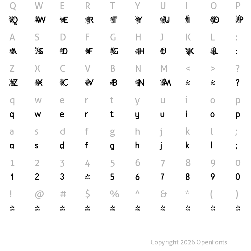 Character Map of FONTSPRING DEMO - P22 Speyside Initials Bold