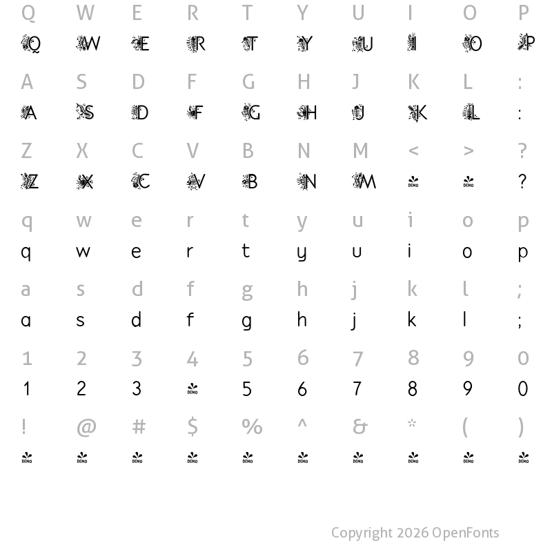 Character Map of FONTSPRING DEMO - P22 Speyside Initials Regular