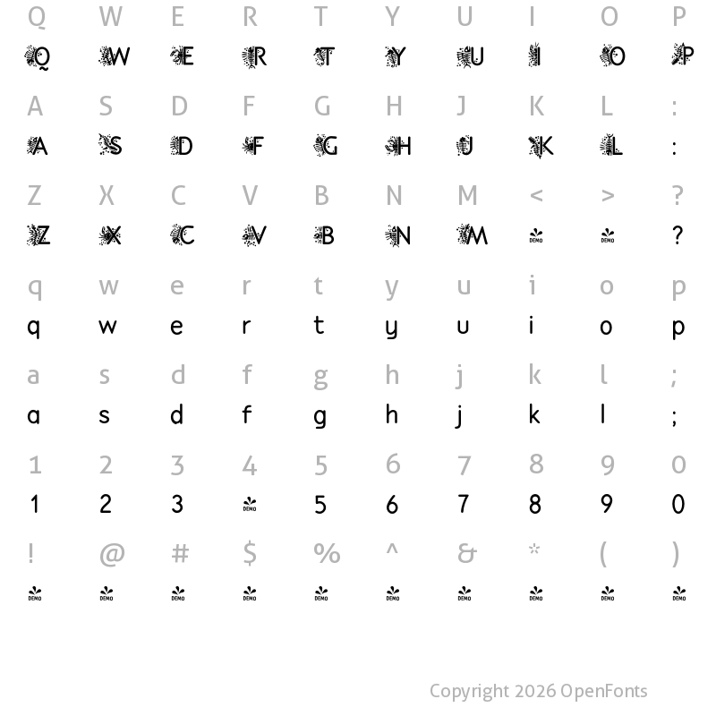 Character Map of FONTSPRING DEMO - P22 Speyside SemiBold Initials Regular