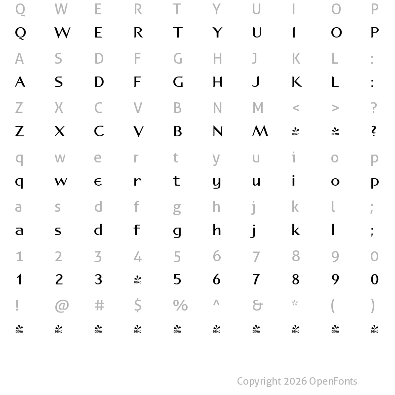 Character Map of FONTSPRING DEMO - P22 Spiggie Bold